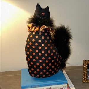 Cat lovers Black and Orange Polka Dot Plush table decor new
